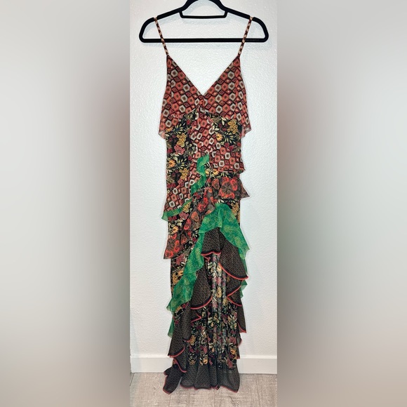 LIKE NEW ALICE + OLIVIA Laverne Asymmetric Ruffled Dress 0-2 Extra Small Floral - Picture 4 of 13